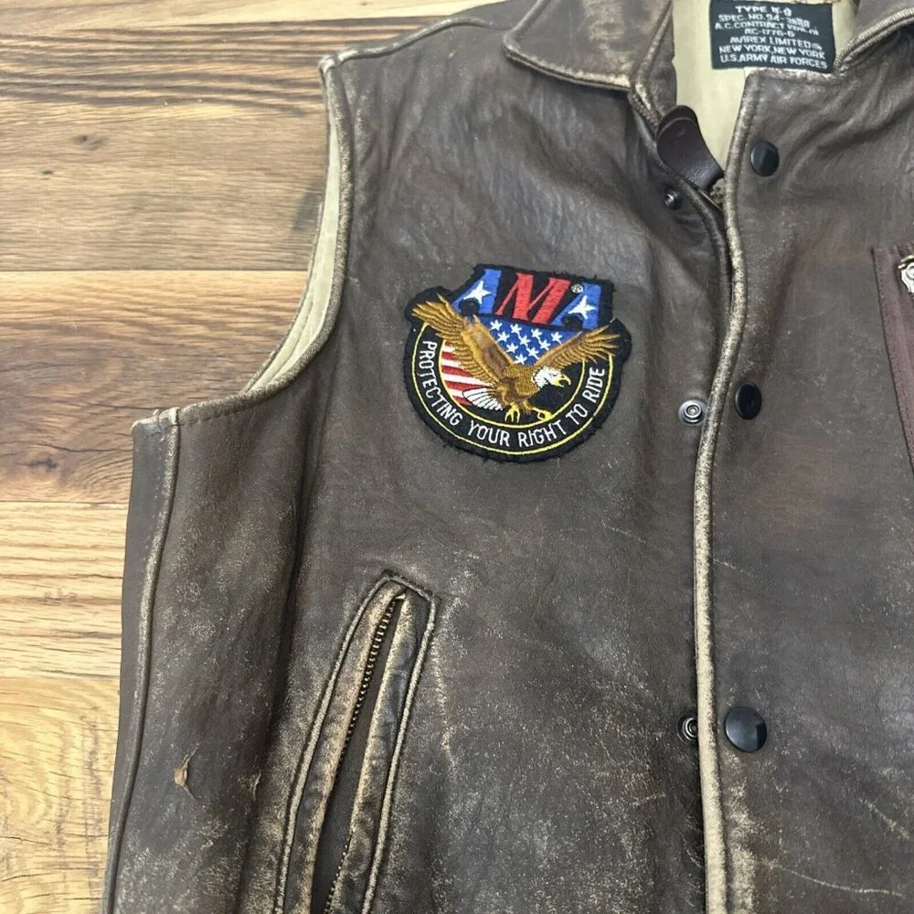 Avirex Authentic Leather Aviation Vest Vintage AMA